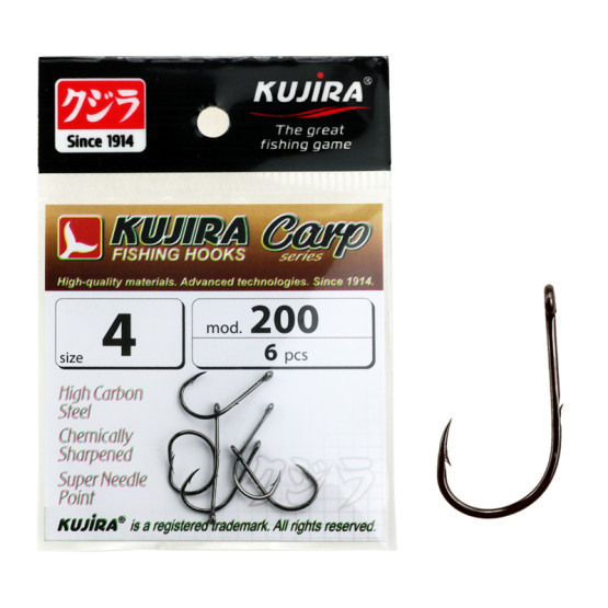 Крючки Одинарные в Упаковке Kujira Carp 200BN