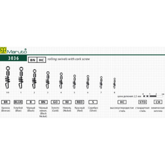 Вертлюги с Застежкой в Упаковке Maruto 3036BN