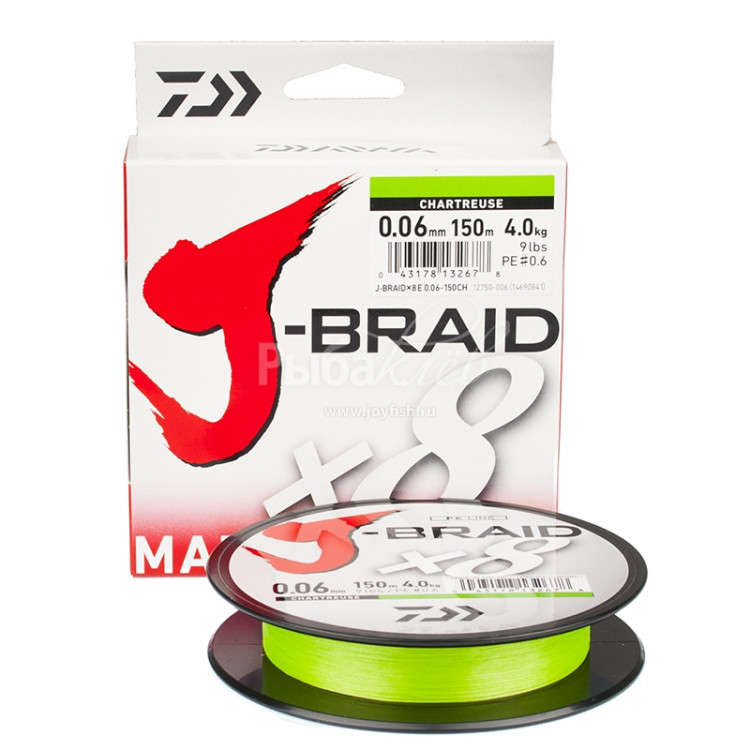 Плетеный Шнур Daiwa J-Braid x8 150 Chartreuse - купить с доставкой по ...