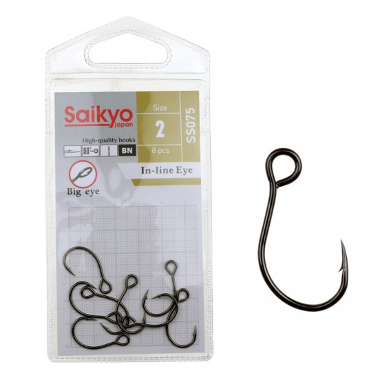 Крючки Одинарные в Упаковке Saikyo SS075-BN In-Line Eye
