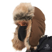 Шапка-Ушанка с Маской Huntsman Евро Енот Коричневый